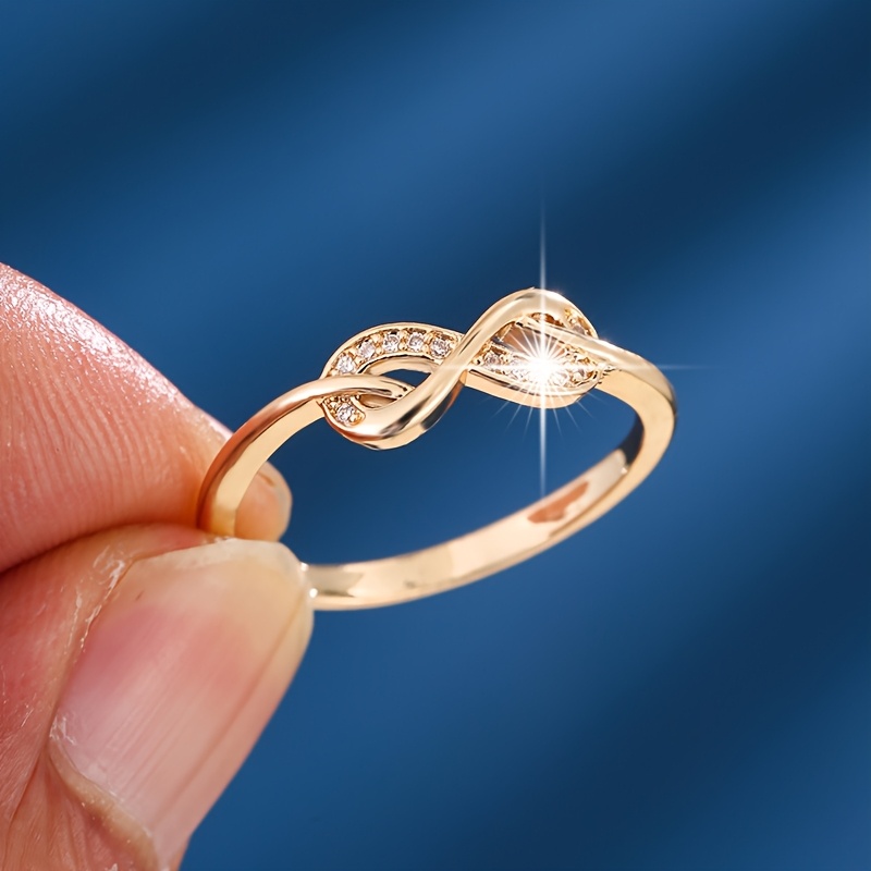 Women's Knot Pattern Zirconia Ring Copper Band Everyday Jewelry